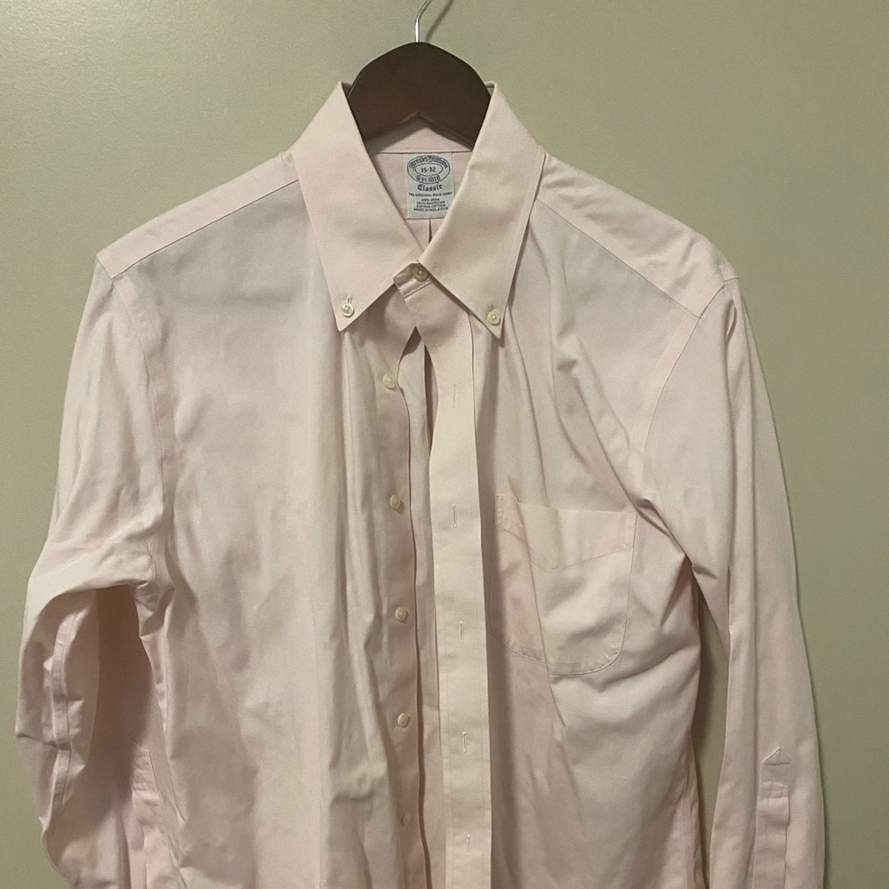 Mens Brooks Brothers Pink Dress Shirt Size 15/32
